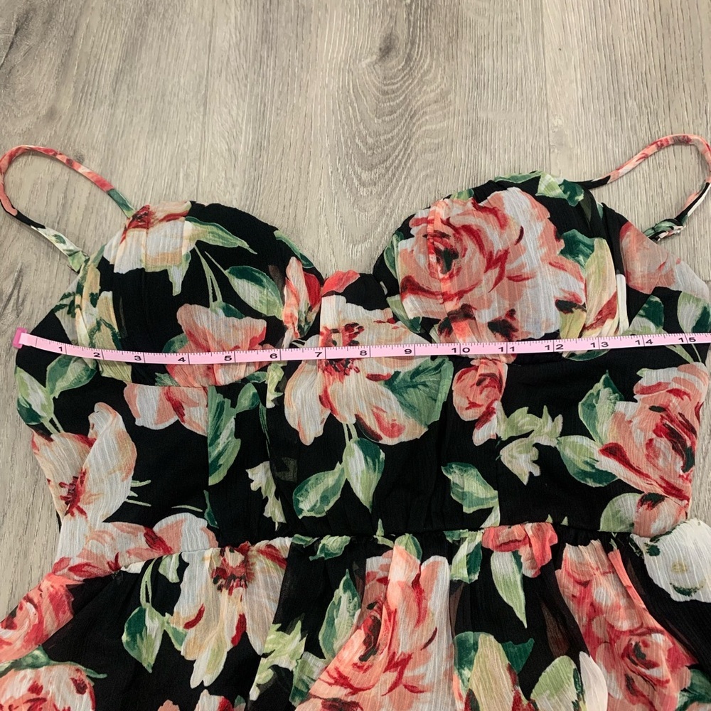 Crystal Doll Flowy Tiered Floral Spaghetti Straps Maxi Dress Sz 9 - Picture 7 of 9